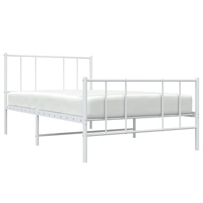 vidaXL Estrutura de cama com cabeceira e pés 100x190 cm metal branco