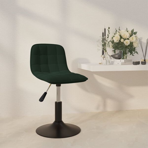 vidaXL Cadeira de jantar girat&oacute;ria veludo verde-escuro