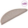 vidaXL Tapetes de escada 20 pe&ccedil;as 56x17x3 cm marrom claro semicircular