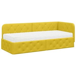 vidaXL Estrutura de Cama de Canto Amarelo 80 x 200 cm Veludo