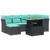 vidaXL 7 pcs conjunto sof&aacute;s jardim c/ almofad&otilde;es vime PE/ac&aacute;cia preto