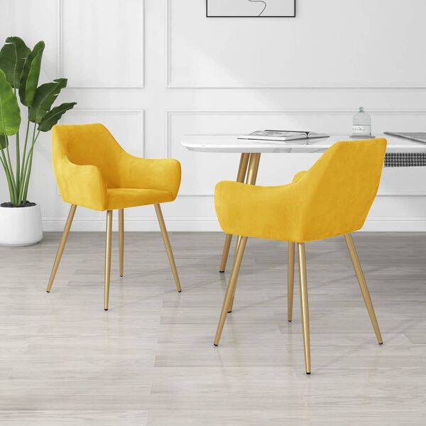 vidaXL Cadeiras de jantar 2 pcs veludo amarelo