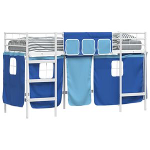vidaXL Estrutura de Cama Beliche para Crian&ccedil;as com Cortinas Liso