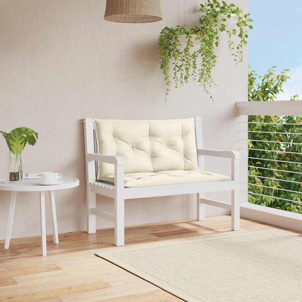 vidaXL Almofad&atilde;o p/ banco de jardim tecido oxford branco nata