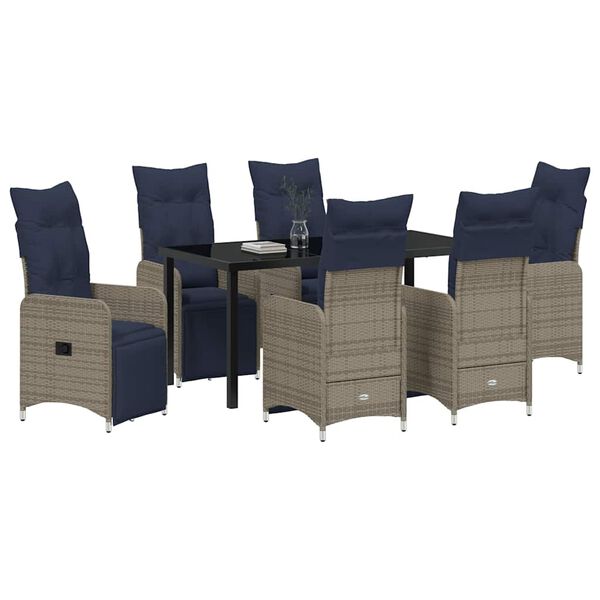vidaXL Conjunto de Mesa e Cadeiras 7 pcs Cinzeto Rattan de PE