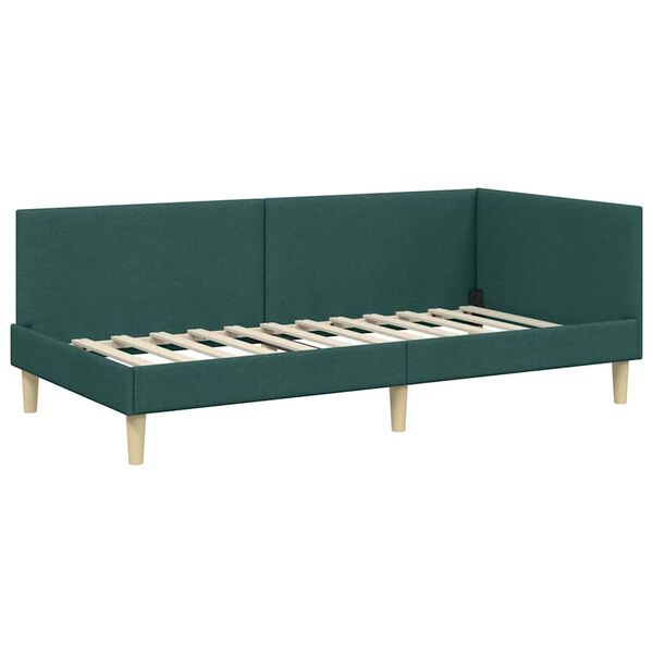 vidaXL Estrutura de Cama de Canto Verde Escuro 90 cm x 200 cm