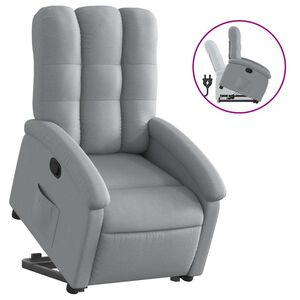 vidaXL Poltrona reclin&aacute;vel elevat&oacute;ria tecido cinzento-claro