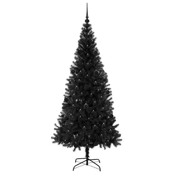 vidaXL &Aacute;rvore de Natal com 300 LEDs com suporte Preto 210 cm PVC