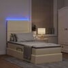 vidaXL Cama com arruma&ccedil;&atilde;o e LED com led Creme 90 x 190 cm Poli&eacute;ster