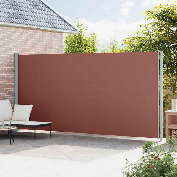 vidaXL Toldo lateral retr&aacute;til para p&aacute;tio 220x600 cm castanho
