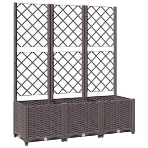 vidaXL Vaso de jardim com treli&ccedil;a marrom 120x40x136 cm PP
