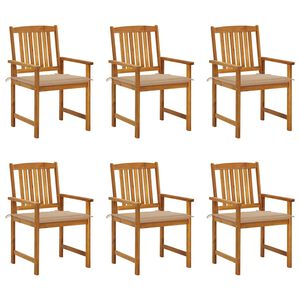 vidaXL Cadeiras de jardim com almofad&otilde;es 6 pcs ac&aacute;cia maci&ccedil;a