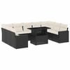 vidaXL 10 pcs conjunto sof&aacute;s de jardim c/ almofad&otilde;es vime PE preto