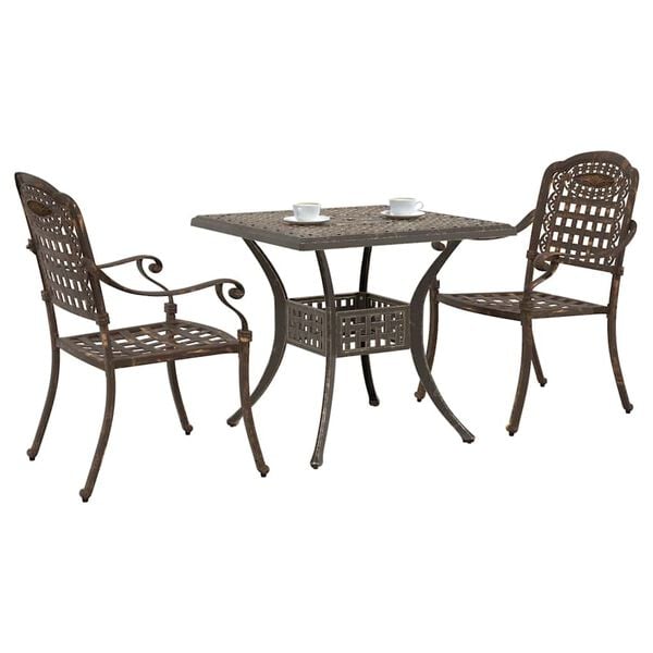 vidaXL Conjunto de Mesa de Jardim 3 pcs Branco Alum&iacute;nio Fundido