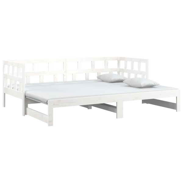 vidaXL Sof&aacute;-cama de puxar 2x(90x200) cm pinho maci&ccedil;o branco