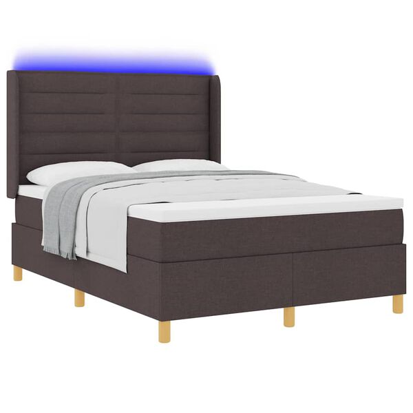 vidaXL Cama Box com colch&atilde;o Castanho 140 x 190 cm tecido