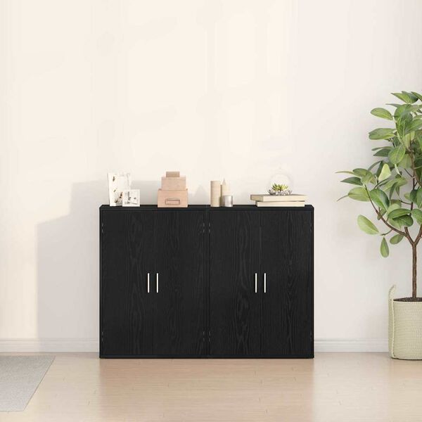 vidaXL Buffet 2 pcs Carvalho Preto 60 x 31 x 84 cm Madeira processada