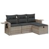 vidaXL 4 pcs conj. sof&aacute;s jardim c/ almofad&otilde;es vime PE cinzento-claro