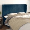 vidaXL Cabeceira cama c/ abas veludo 203x23x118/128 cm azul-escuro