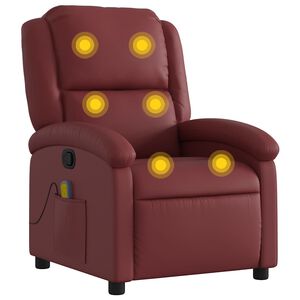 vidaXL Poltrona massagens reclin&aacute;vel couro artificial vermelho tinto