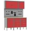 vidaXL Arm&aacute;rio de Trabalho com gaveta com bloqueio 8 unid. Vermelho
