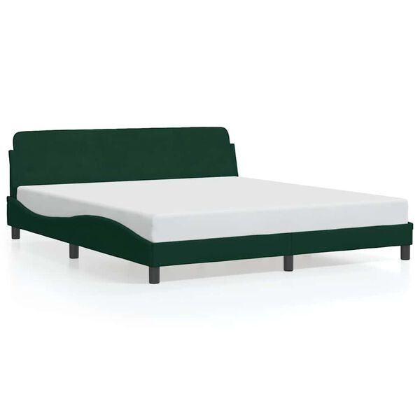 vidaXL Estrutura de cama Dover 180x200 cm veludo verde-escuro