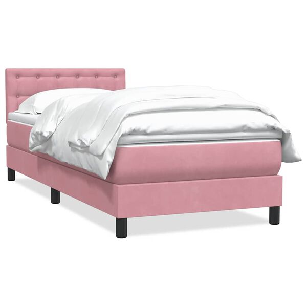vidaXL Cama com molas/colch&atilde;o rosa 90x210 cm veludo
