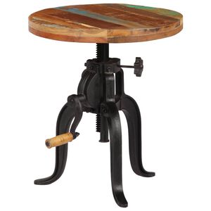 vidaXL Mesa de apoio 45x (45-62) cm madeira recuperada e ferro fundido