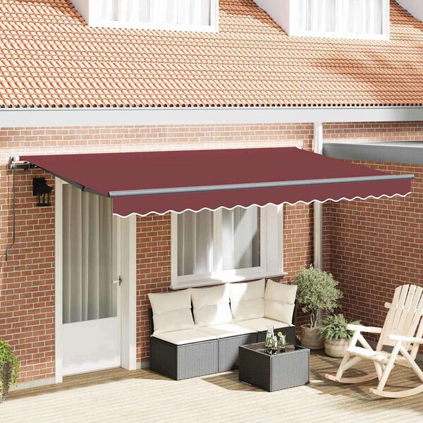 vidaXL Toldo Retr&aacute;til Borgonha 400 x 200 cm tecido