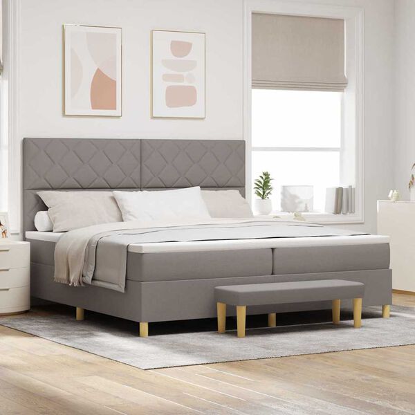 vidaXL Cama Box com colchão Cinzento-acastanhado 200 x 200 cm tecido