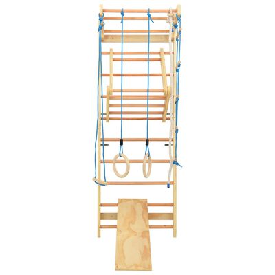 vidaXL Conjunto de escalada p/ interior com escadas e argolas madeira