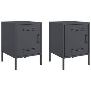 vidaXL Mesas de cabeceira 2 pcs 36x39x50,5 cm a&ccedil;o antracite