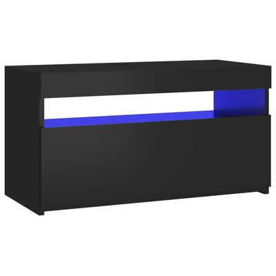 vidaXL Móvel de TV com luzes LED 75x35x40 cm preto