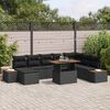 vidaXL Conjunto de Sof&aacute; de Jardim 9 pcs Preto Rattan Sint&eacute;tico