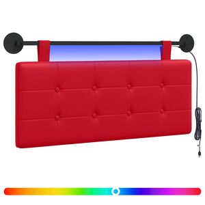vidaXL Cabeceira suspensa Com luz LED Vermelho Couro Sint&eacute;tico