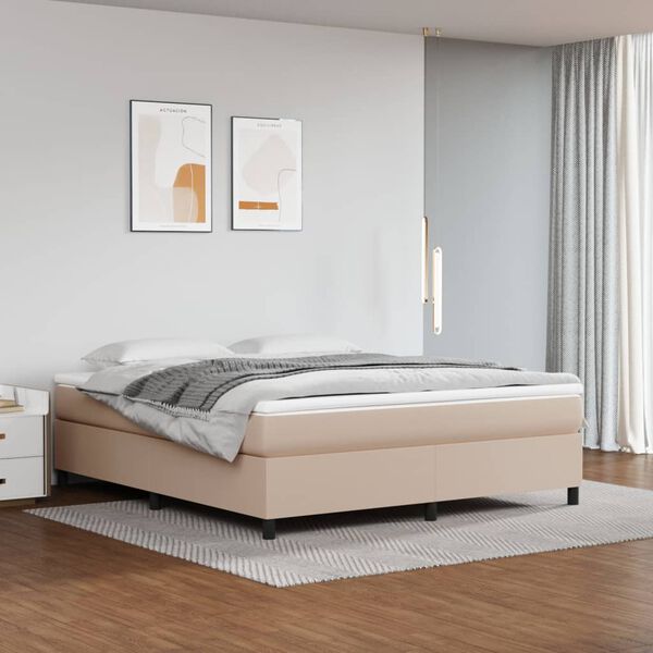 vidaXL Estrutura de cama com molas 160x200 cm couro artificial cappuccino