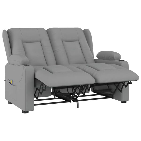vidaXL Poltrona massagens 2 lug. reclin&aacute;vel sup. copo couro art. cinza