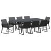 vidaXL Conjunto de Jantar para Jardim 9 pcs Preto vime PE