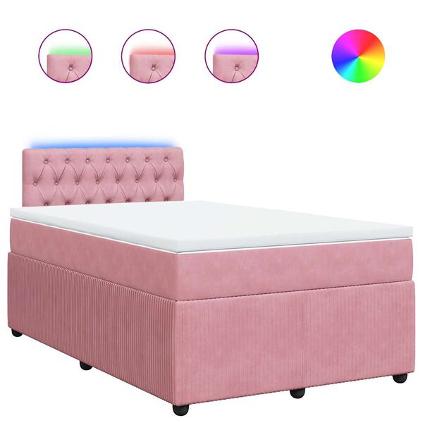 vidaXL Cama boxspring com colch&atilde;o 120x200 cm veludo rosa