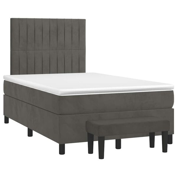 vidaXL Cama boxspring com colch&atilde;o 120x190 cm veludo cinzento-escuro