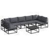 vidaXL Conjunto de Sof&aacute; de Jardim 8 unid. Preto Alum&iacute;nio