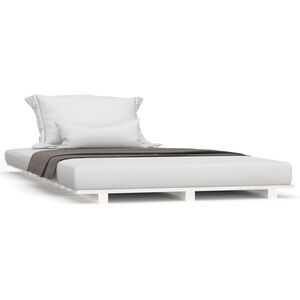 vidaXL Estrutura de cama 90x190 cm madeira de pinho maci&ccedil;a branco