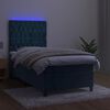 vidaXL Cama box spring c/ colch&atilde;o/LED 90x200 cm veludo azul-escuro