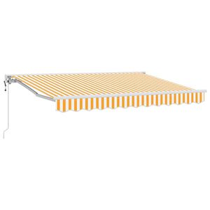 vidaXL Toldo Retr&aacute;til Amarelo e Branco 250 x 200 cm Alum&iacute;nio e Tecido