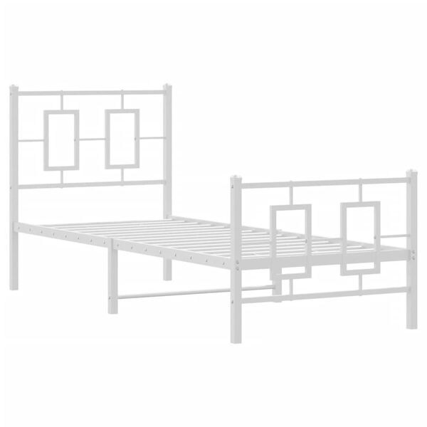 vidaXL Estrutura de cama com cabeceira e p&eacute;s 80x200 cm metal branco