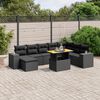 vidaXL 9 pcs conjunto de sof&aacute;s p/ jardim c/ almofad&otilde;es vime PE preto