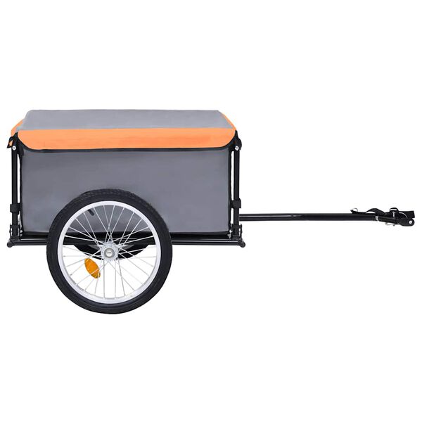 vidaXL Reboque de carga para bicicleta 65 kg cinzento e laranja