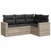 vidaXL 4 pcs conj. sof&aacute;s jardim c/ almofad&otilde;es vime PE cinzento-claro
