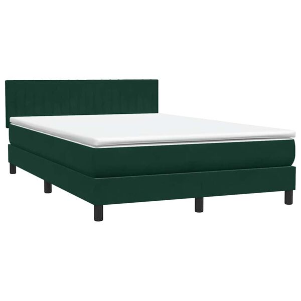 vidaXL Cama box spring com colch&atilde;o 160x210 cm veludo verde escuro