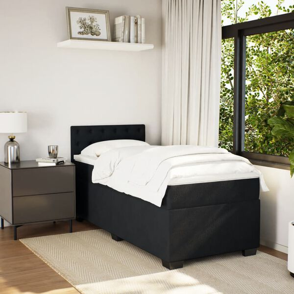 vidaXL Cama com molas/colch&atilde;o 80x200 cm veludo preto